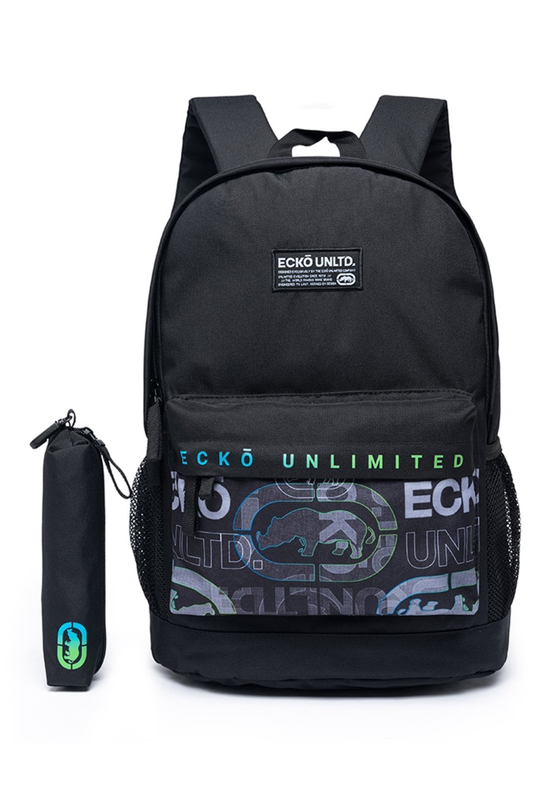 Kit Mochila Estojo Ecko Escolar Masculina Grande Resistente