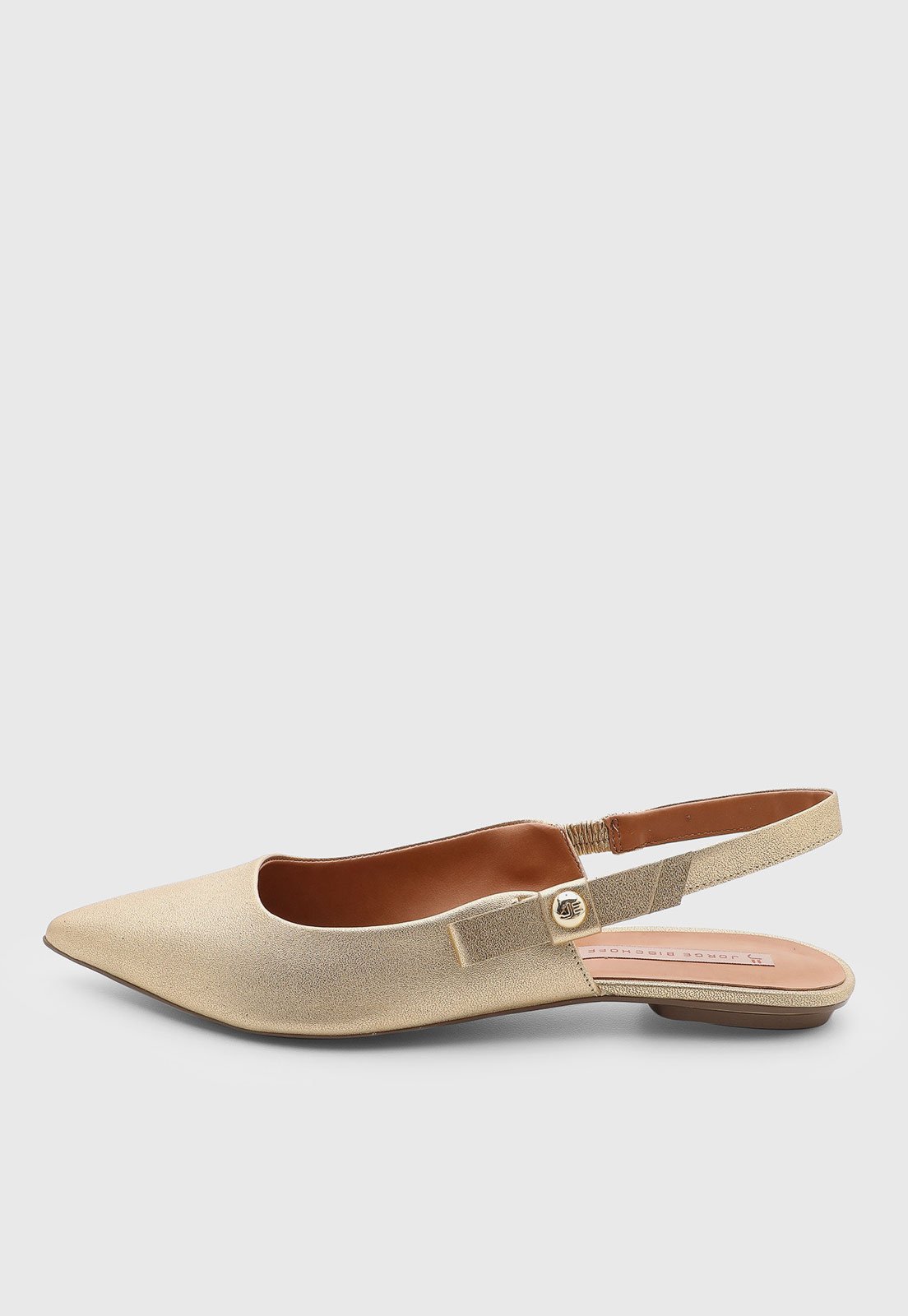Sapatilha Feminina Jorge Bischoff Couro Slingback Dourada