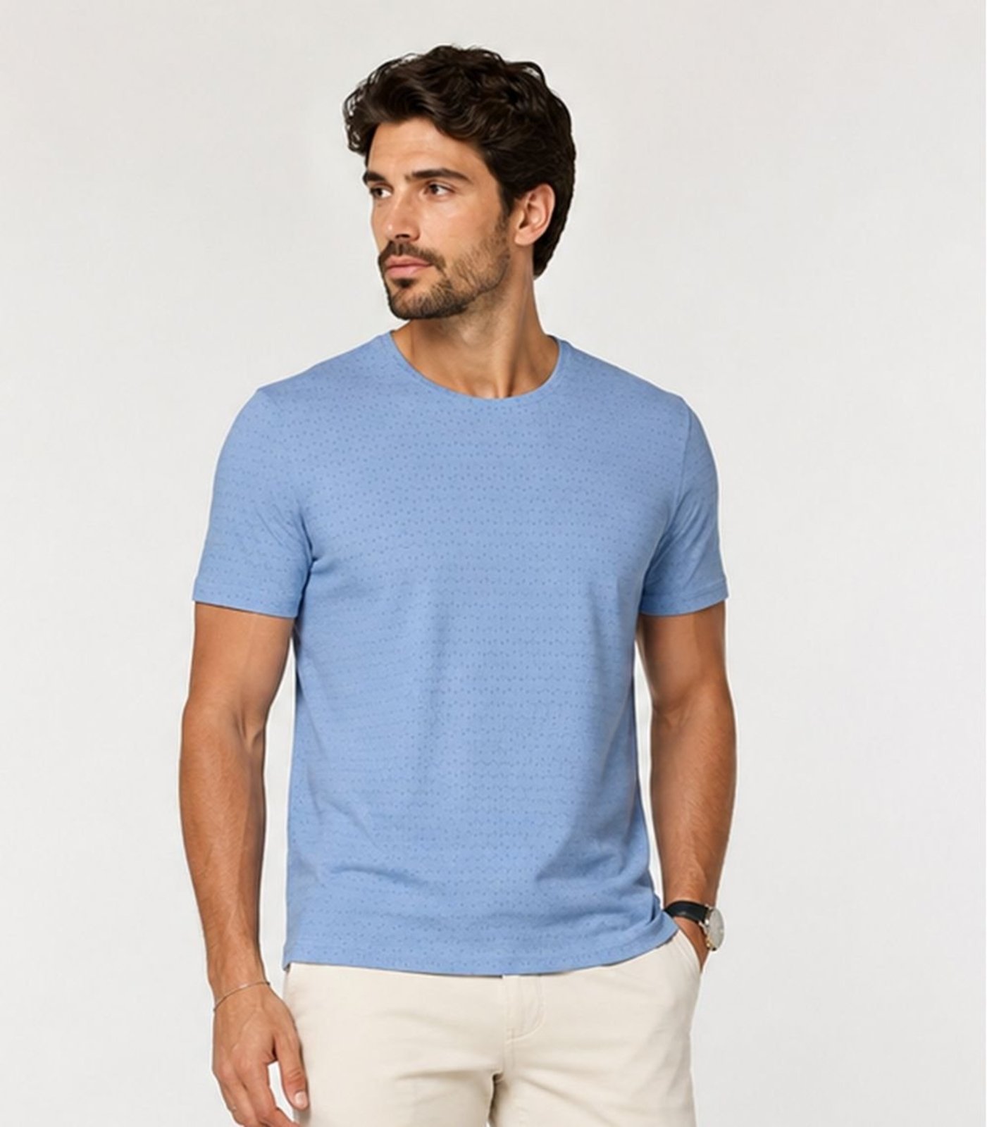 Camiseta Masculina Básica Em Malha Drop Select Azul