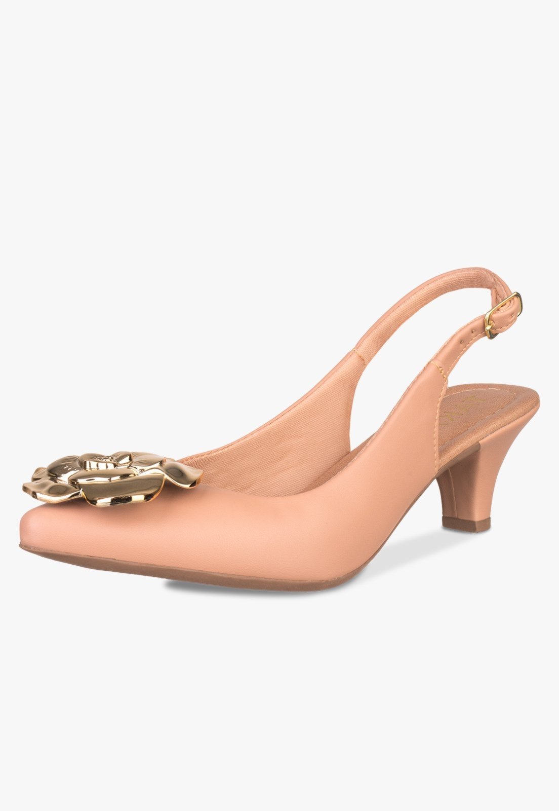Vista 2 Scarpin Slingback Feminino Takata Salto Baixo Fino Sapato Boneca Mary Jane Flor Sintético TAKATA BY RAFAEL TAKATA nude TAKATA BY RAFAEL TAKATA nude