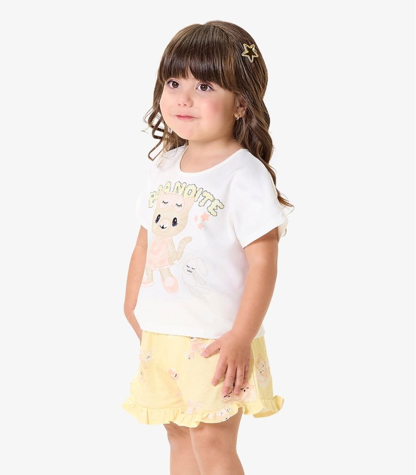 Pijama Blusa Com Shorts Rovi Bege