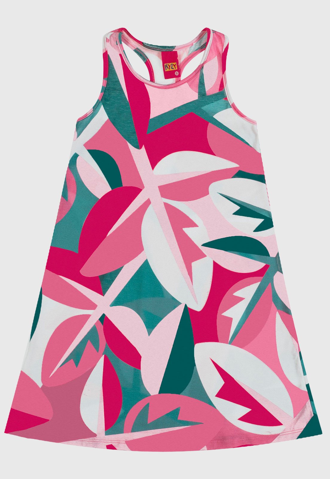 Infantil - Vestido Kyly Floral Folhagem Rosa