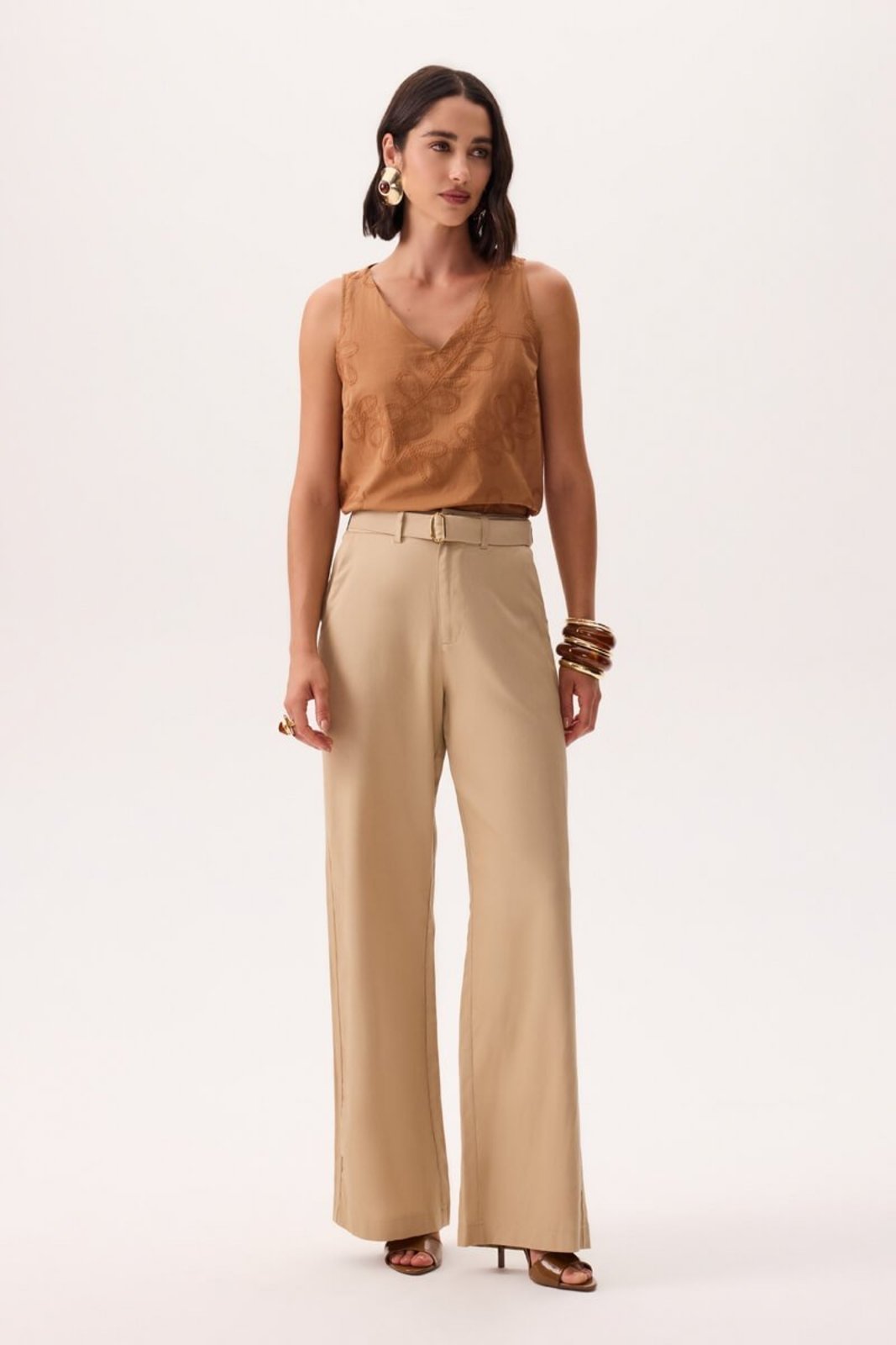 Calça Alfaiataria Feminina Flor de Lis