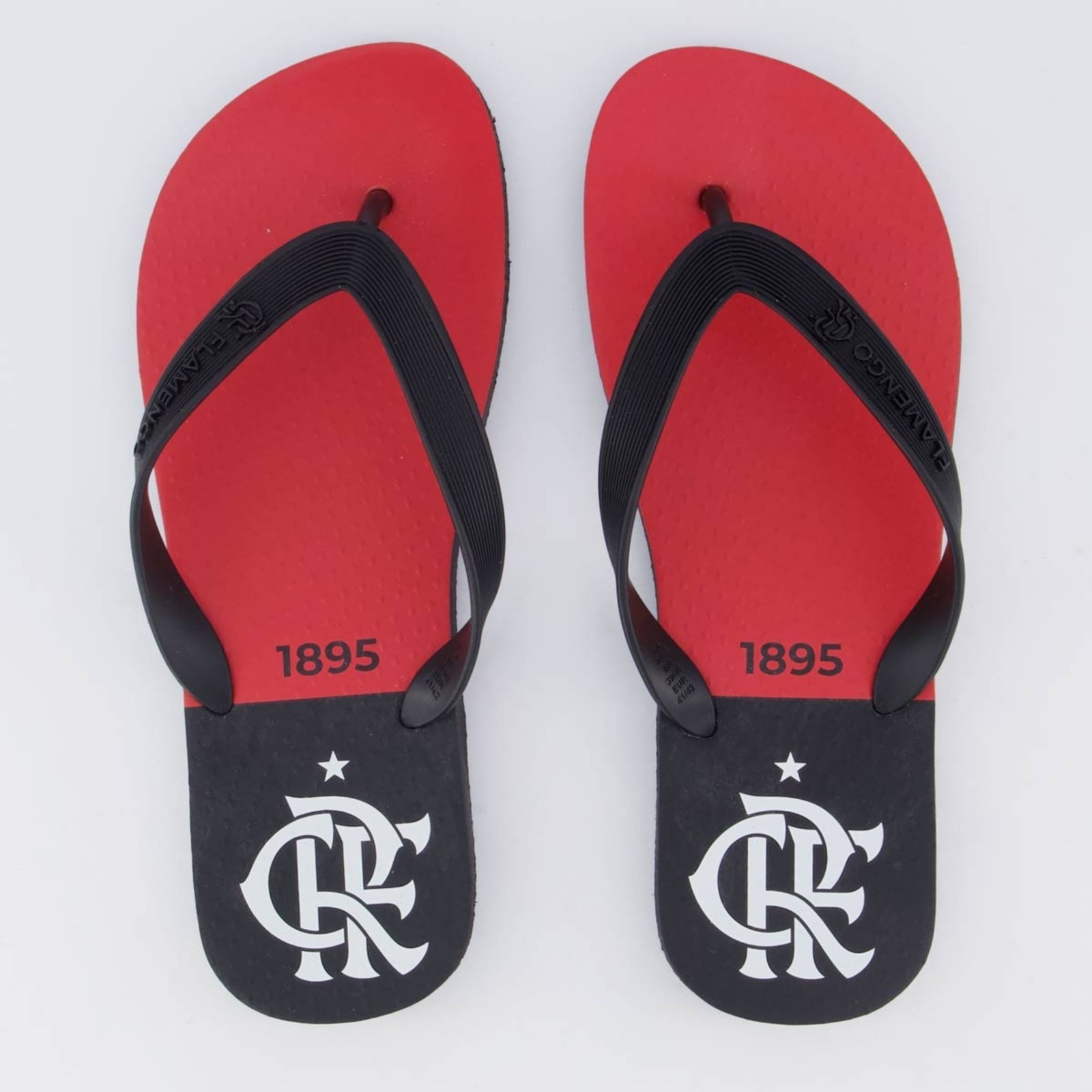Vista 2 Chinelo Flamengo I 1895 e Vermelho Neorubber preto Neorubber preto