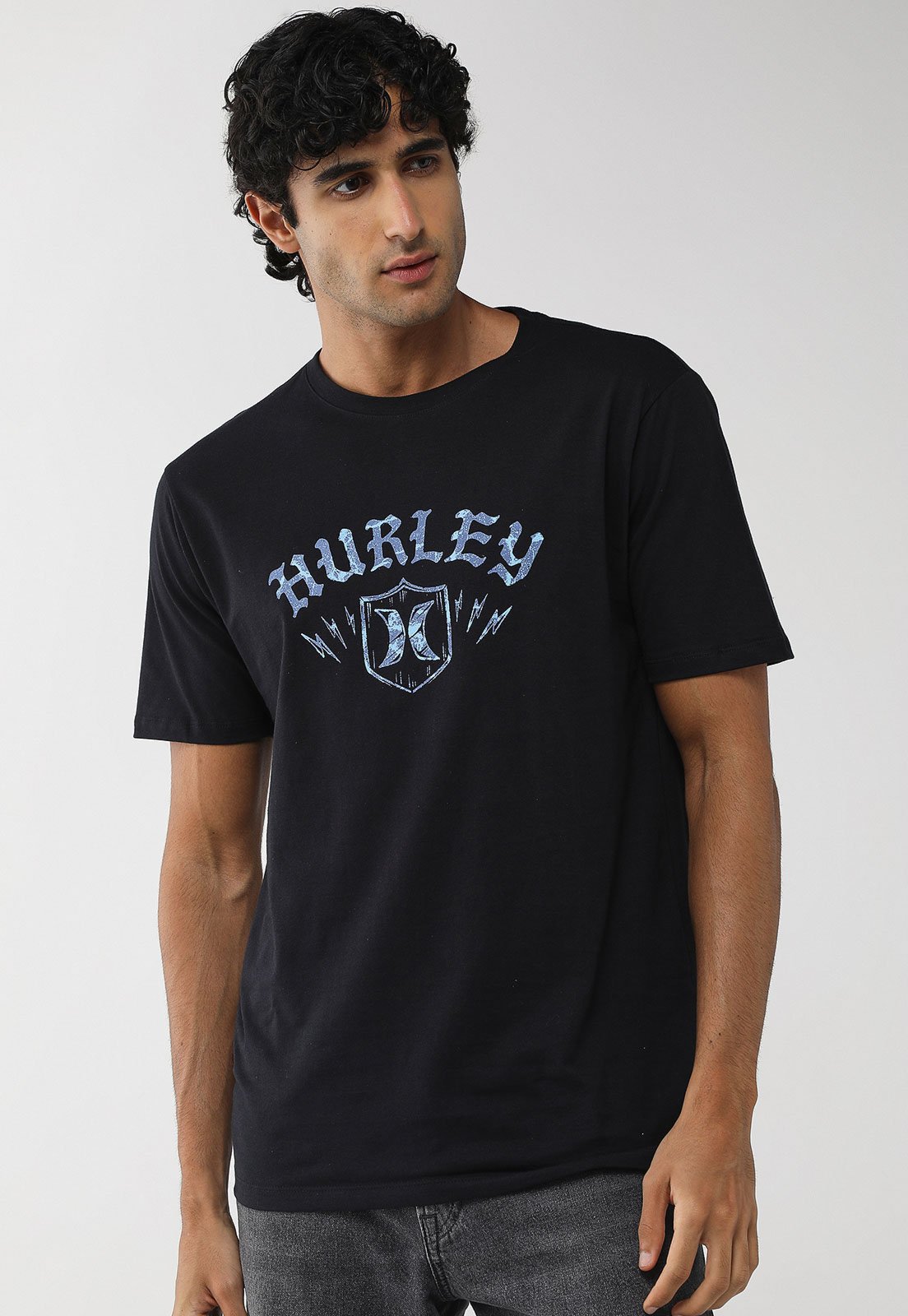 Camiseta Masculina Hurley Silk Brasão Preta