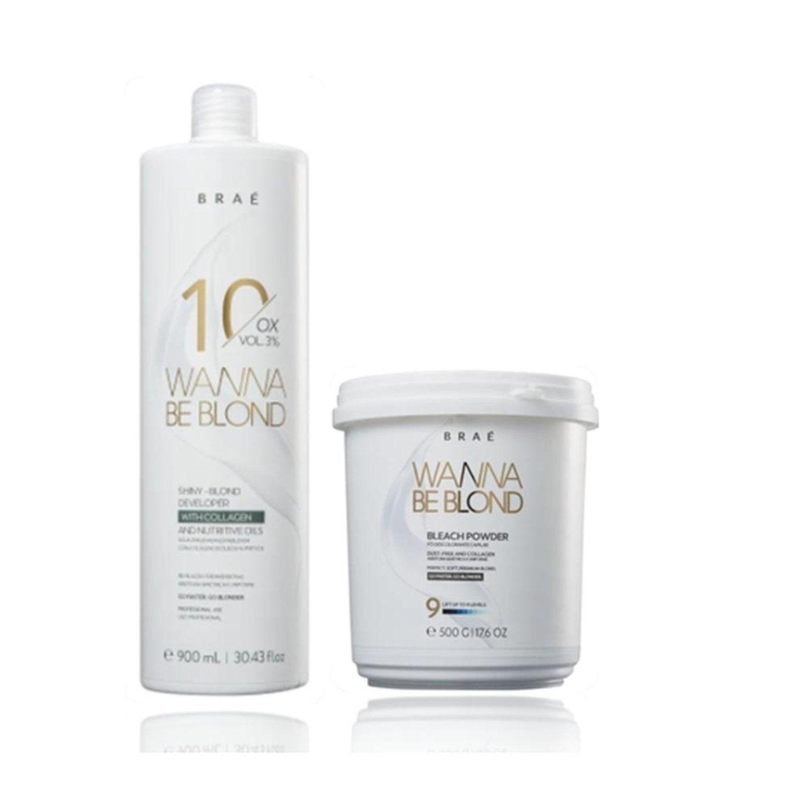 Vista 2 BRAÉ Wanna Be Blond 3% Água Oxigenada 10 Volumes 900ml+Pó Descolorante 500g multicolorido BRAÉ multicolorido