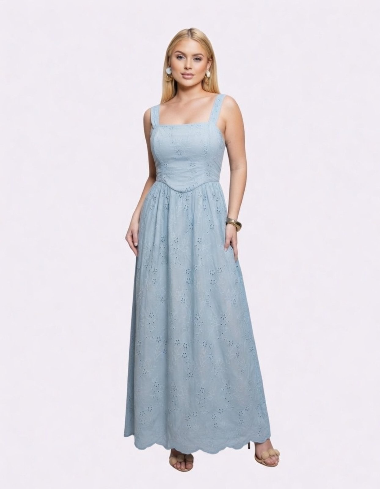 Vestido Longo D Bell Outlet Fashion Laise Azul