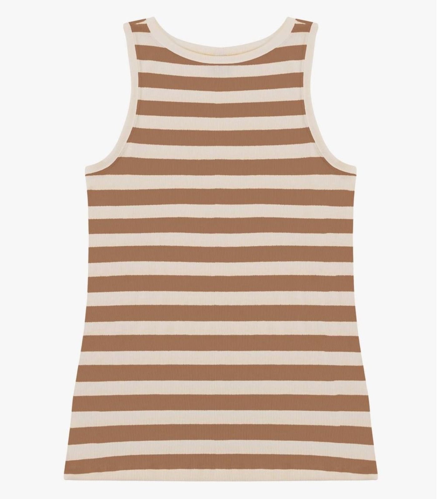 Regata Feminina Ribana De Viscose Listrada Rovitex Marrom