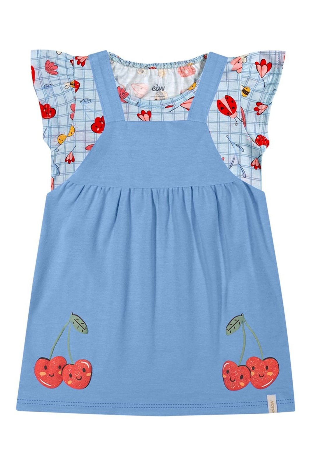 Infantil - Conjunto Menina Vestido Cerejinhas Elian Azul
