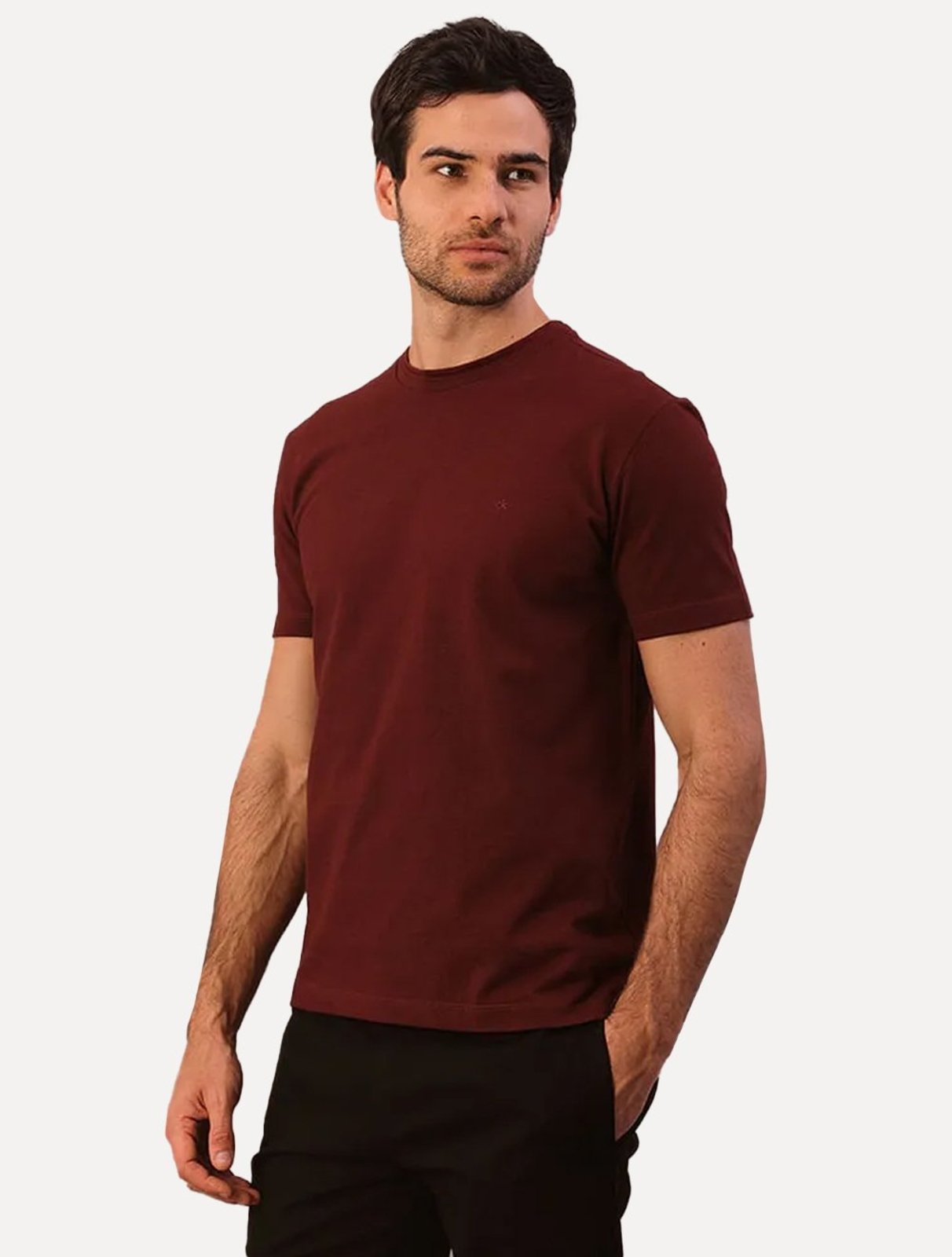 Camiseta Calvin Klein Manga Curta Masculina Mono Logo Gola Dupla