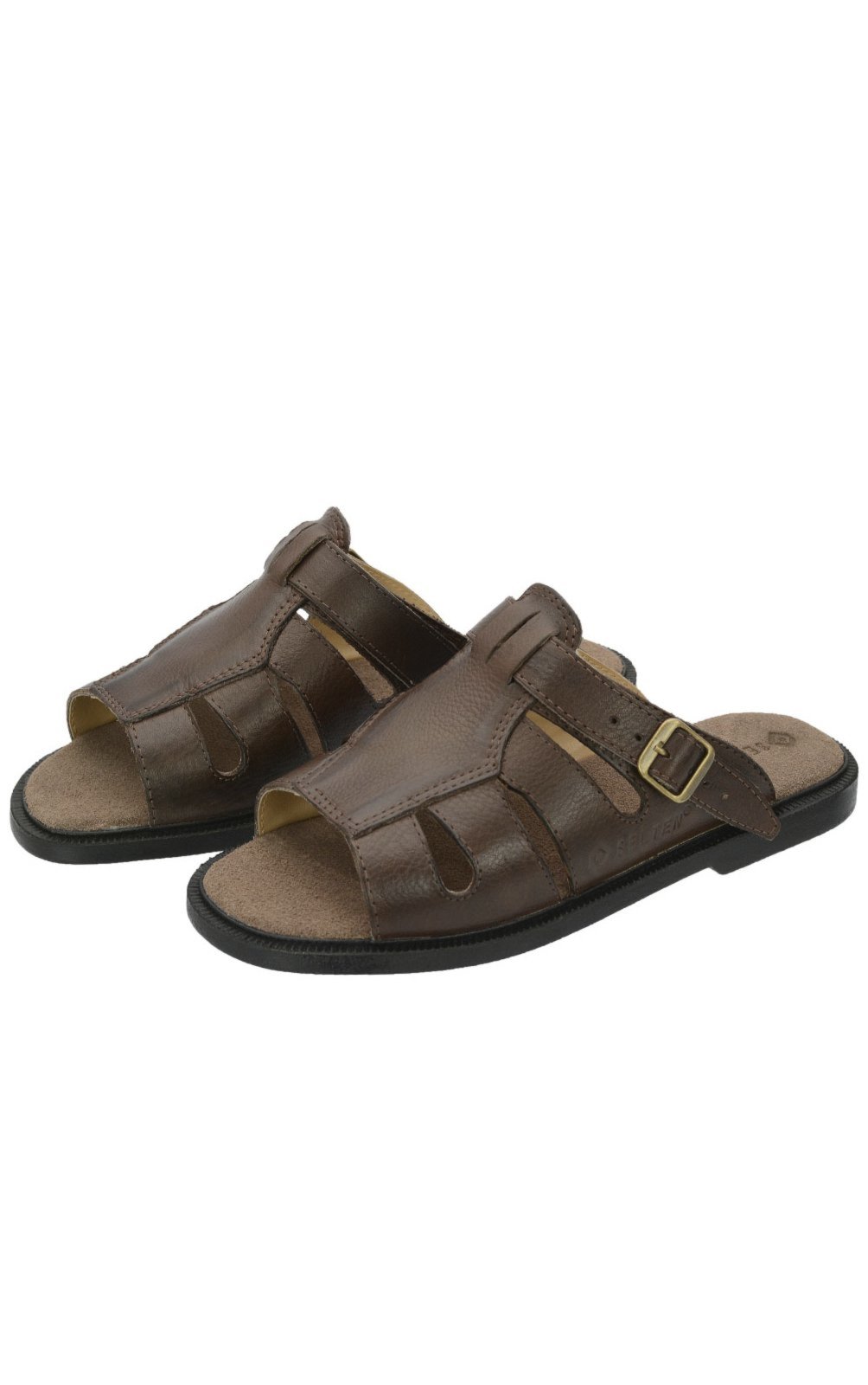 Sandália De Couro Masculino Confort Café Selten