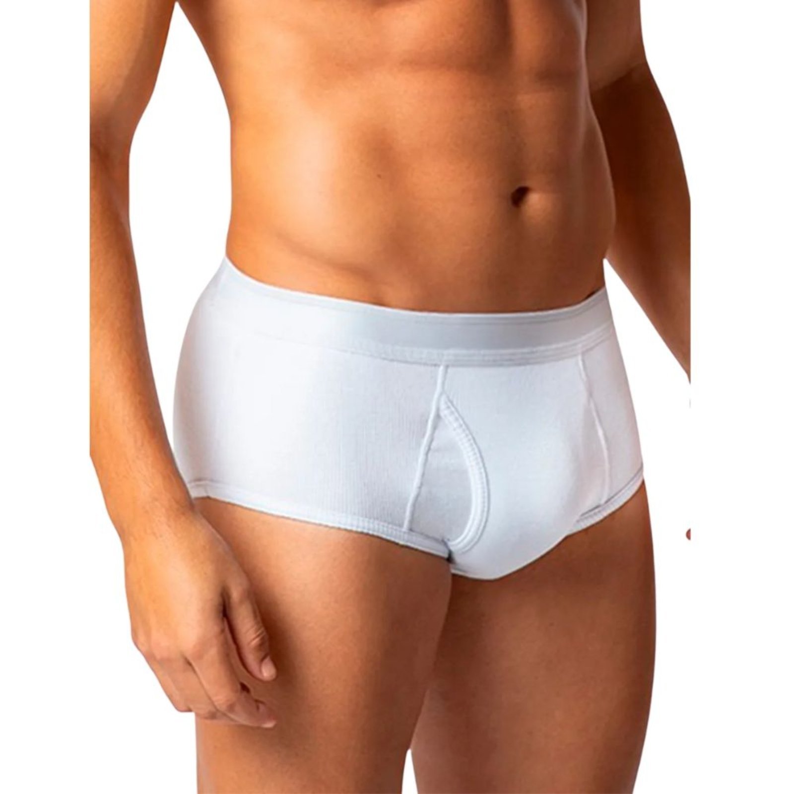 Vista 2 Cueca Lupo Slip Algodão com Elastano Canelada com Abertura preto Lupo preto