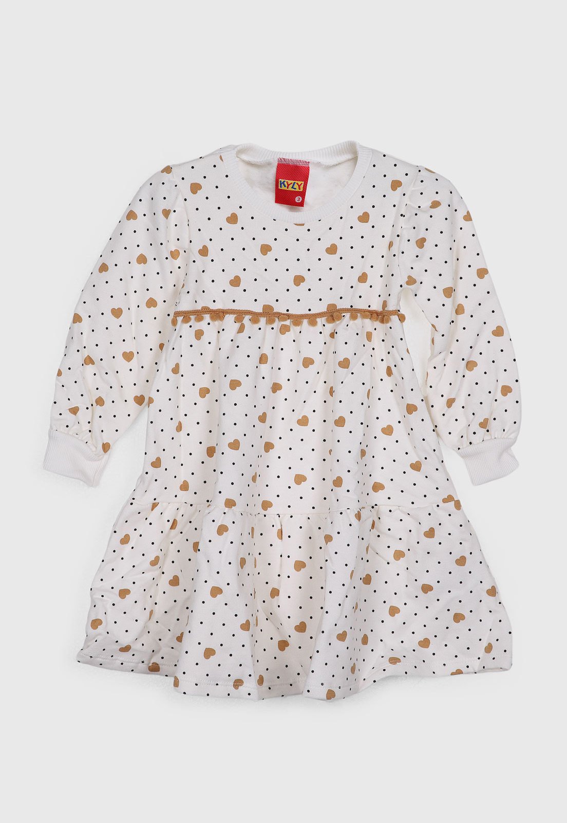 Vestido Kyly Estampa Corações Branco