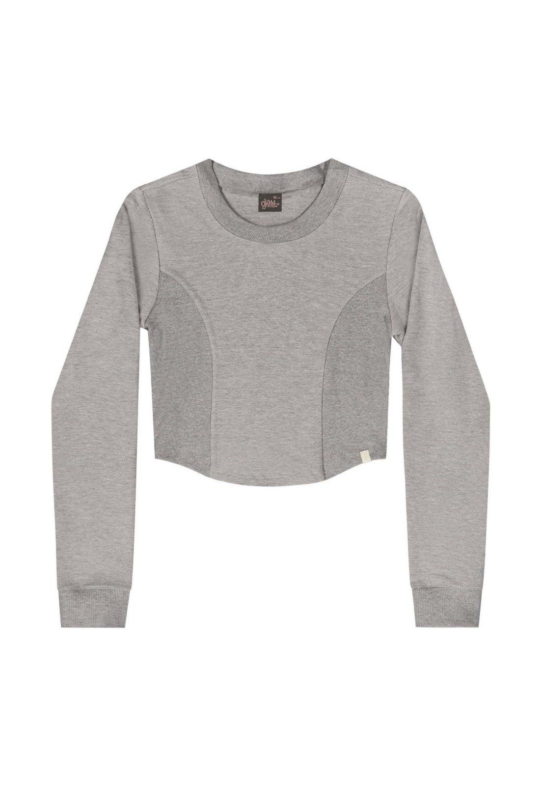 Infantil - Blusa Cropped Juvenil em Molecotton Gloss Cinza
