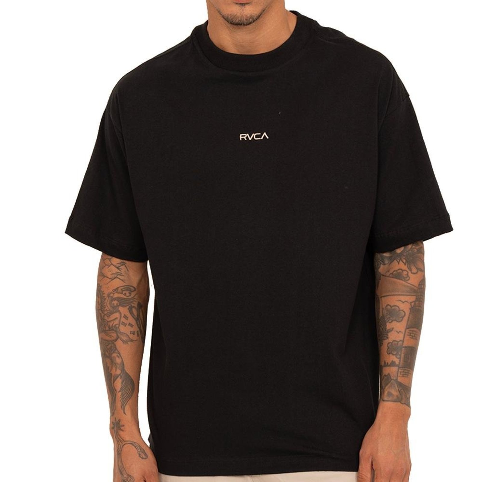Camiseta RVCA Intro 1X SM27 Masculina Preto