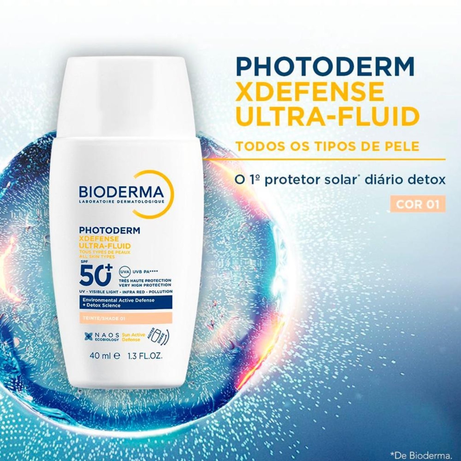 Vista 3 Bioderma Photoderm Xdefense FPS50 Cor 1.0 Protetor Solar 40ml incolor BIODERMA incolor