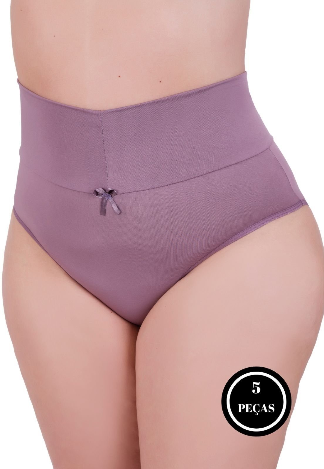Kit 5 Calcinha Plus Size Cintura Alta Grande Terra E Mar Multicolorido
