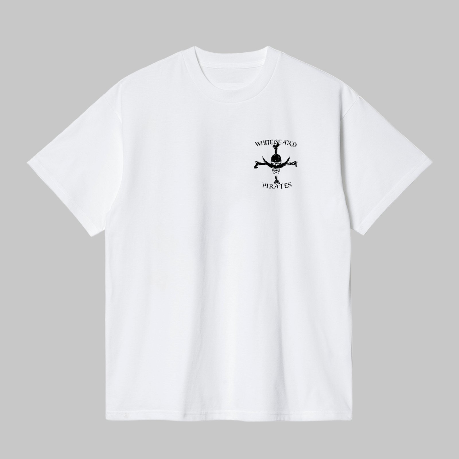 Camiseta Básica Whitebeard Pirates Anime Style Unissex Branco