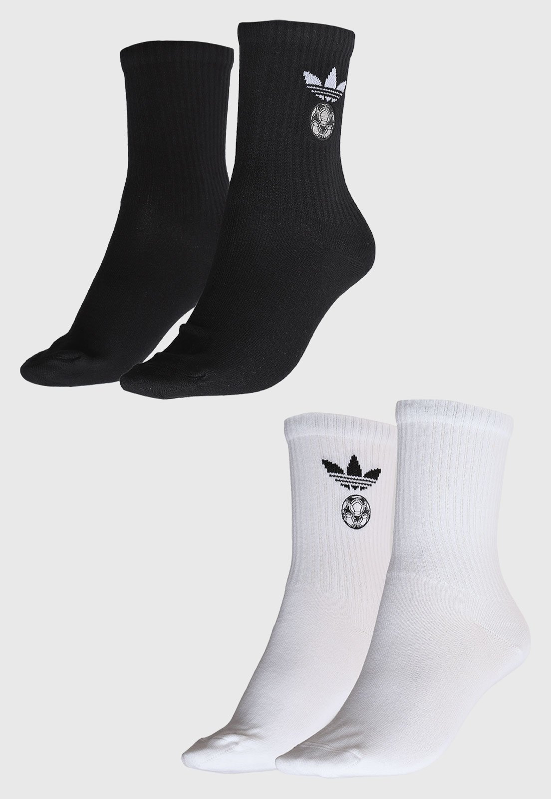 Vista 3 Kit Meia Feminina adidas Originals Cano Médio Logo Bordado Preta preto adidas Originals preto