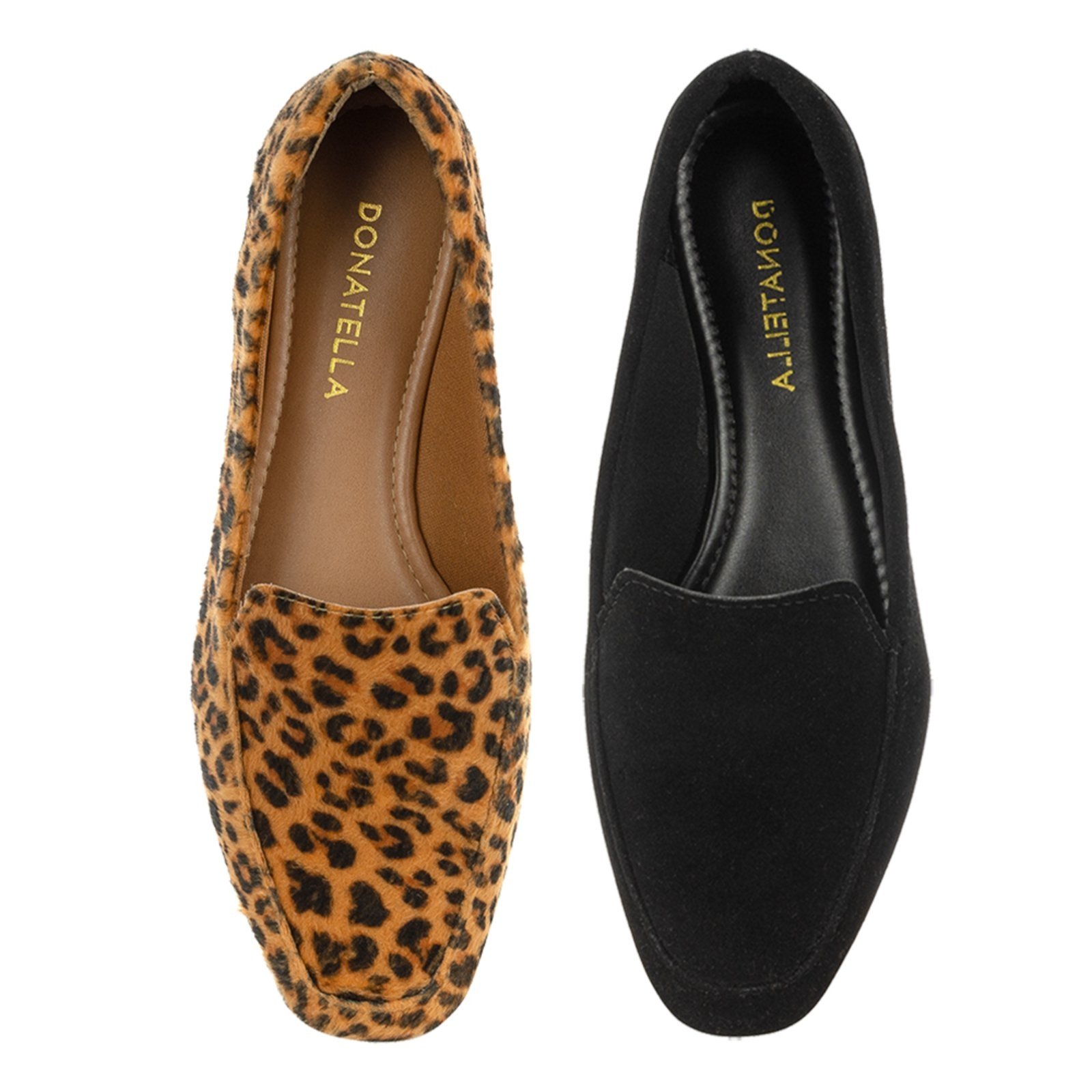 Kit 2 Pares Mocassim Feminino CM Calçados Preto e Onça Camurça