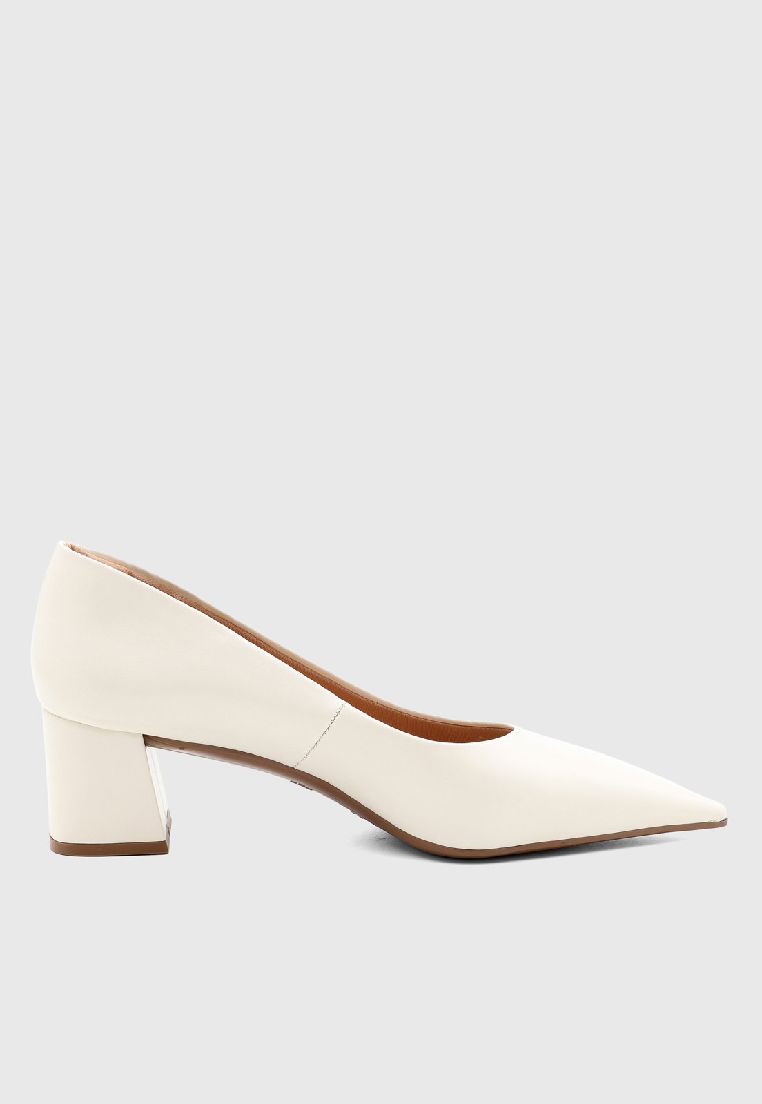 Scarpin Feminino VIA UNO Salto Médio Bico Fino Off White