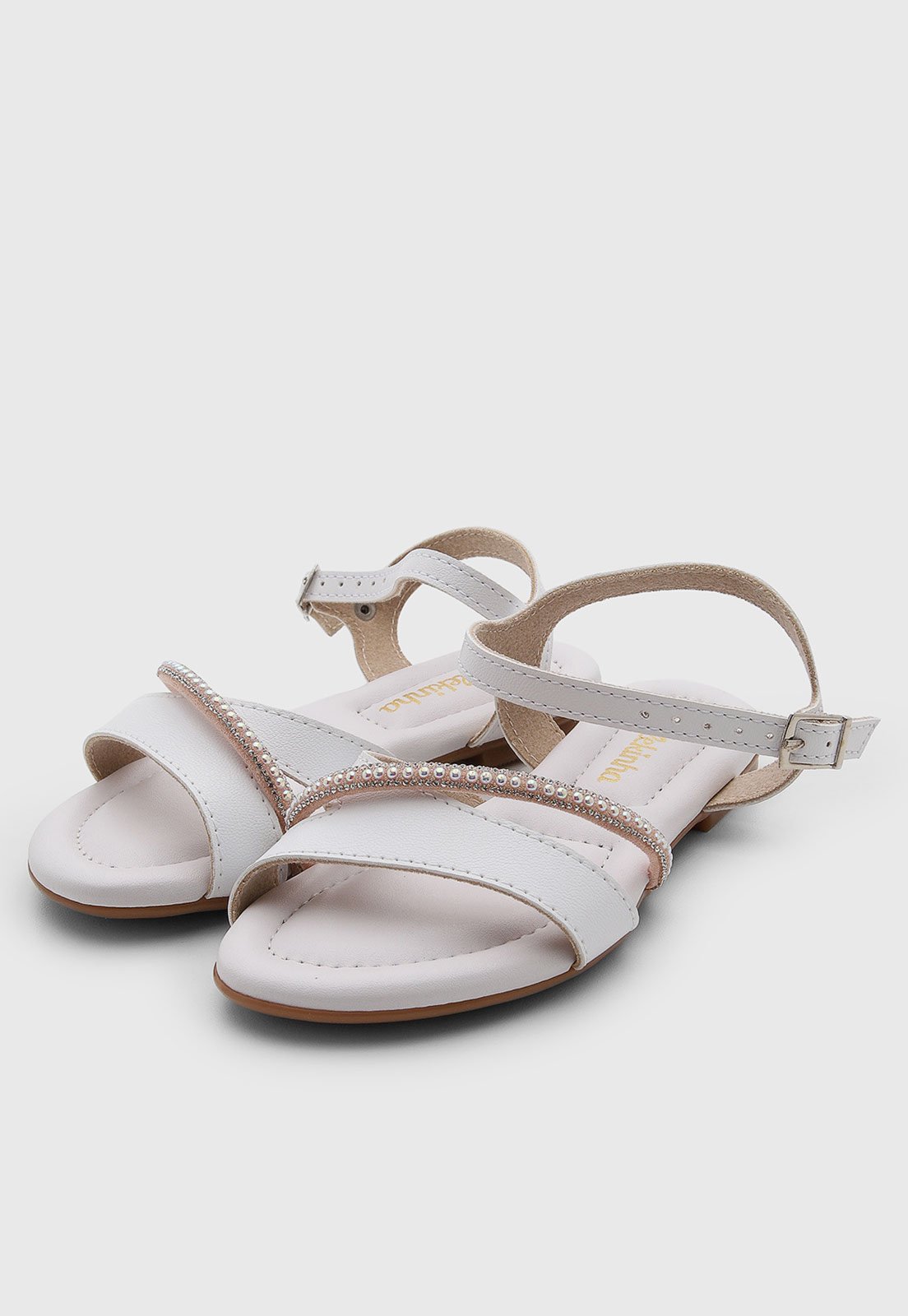 Infantil - Sandália Molekinha Tiras Strass Branca