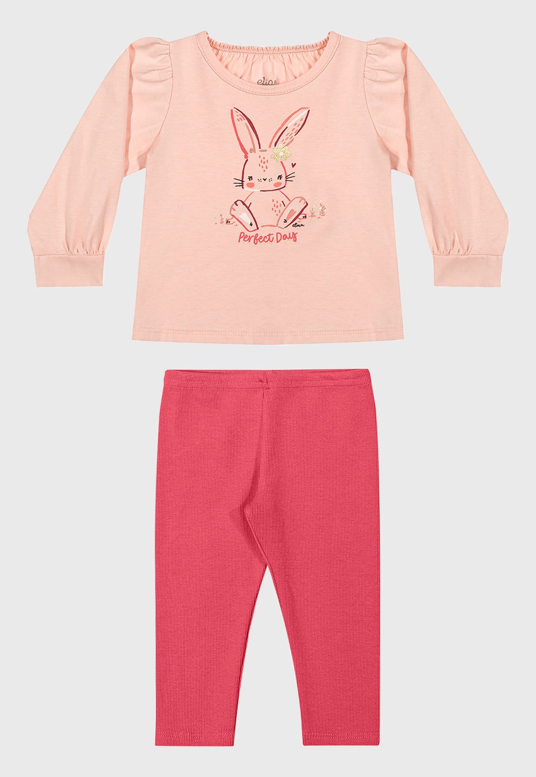 Conjunto Elian Estampa Coelho Rosa