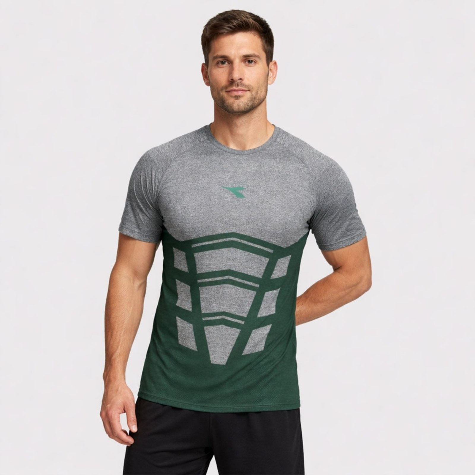 Camiseta Diadora Exc II Verde e Cinza