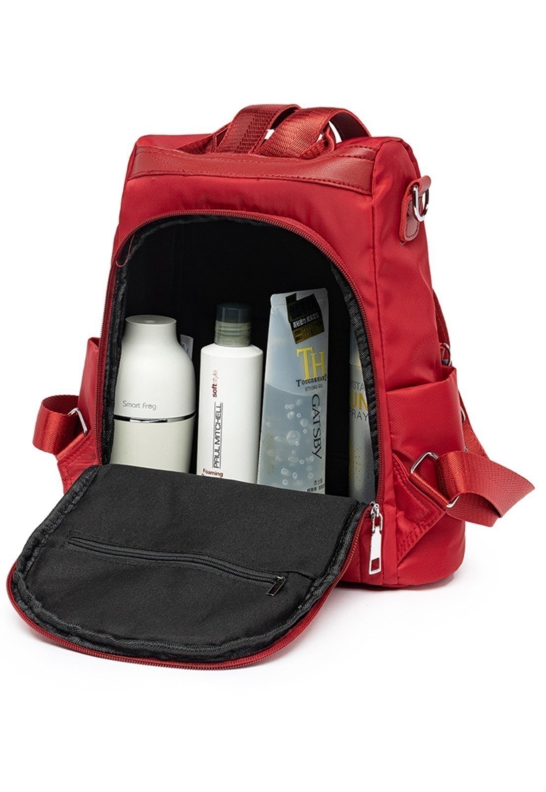 Vista 3 Mochila Madami Bolsa Feminina Espaçosa Antifurto Casual vermelho Madami vermelho