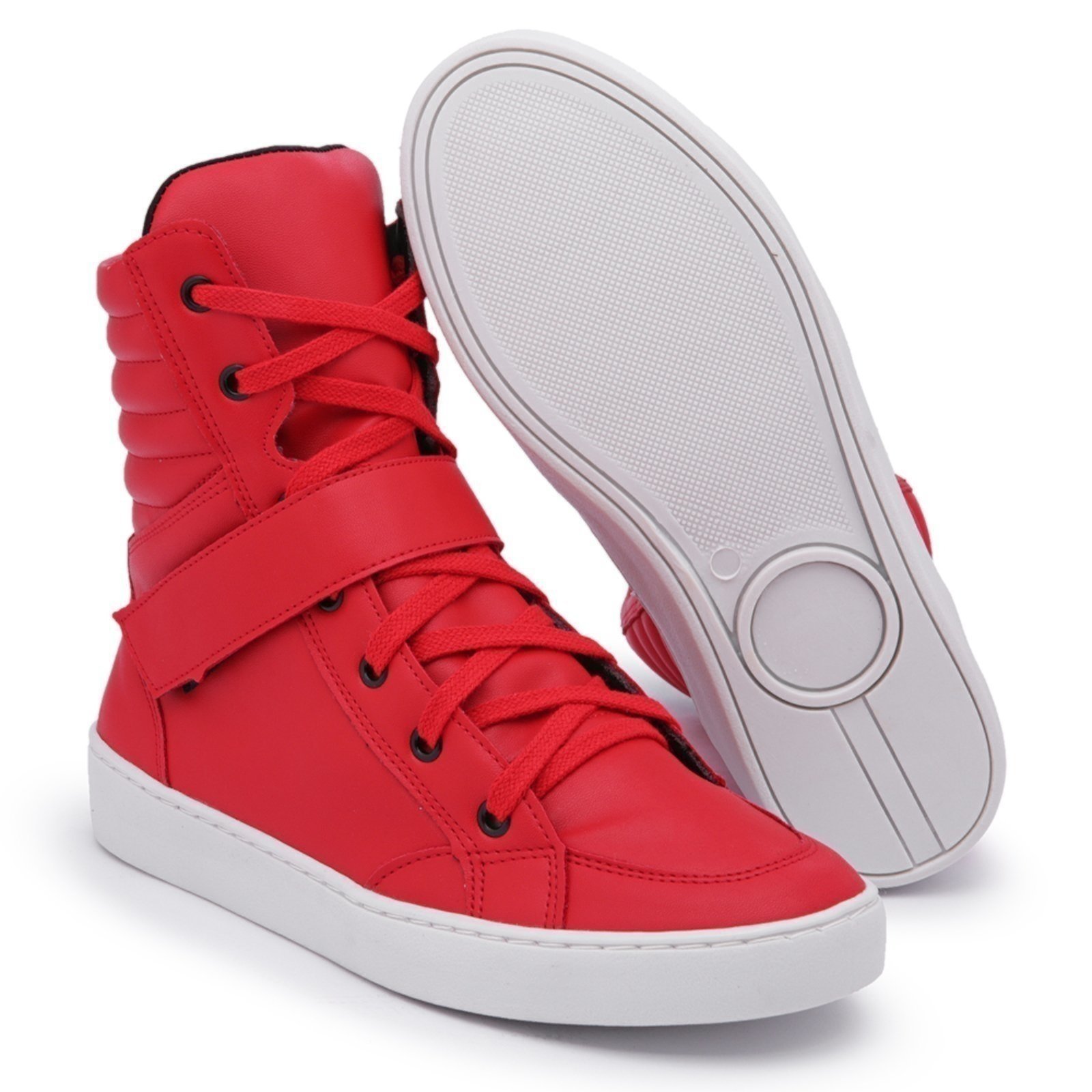 Tênis Cano Alto Fitness Casual Nine4 Confortável Vermelho