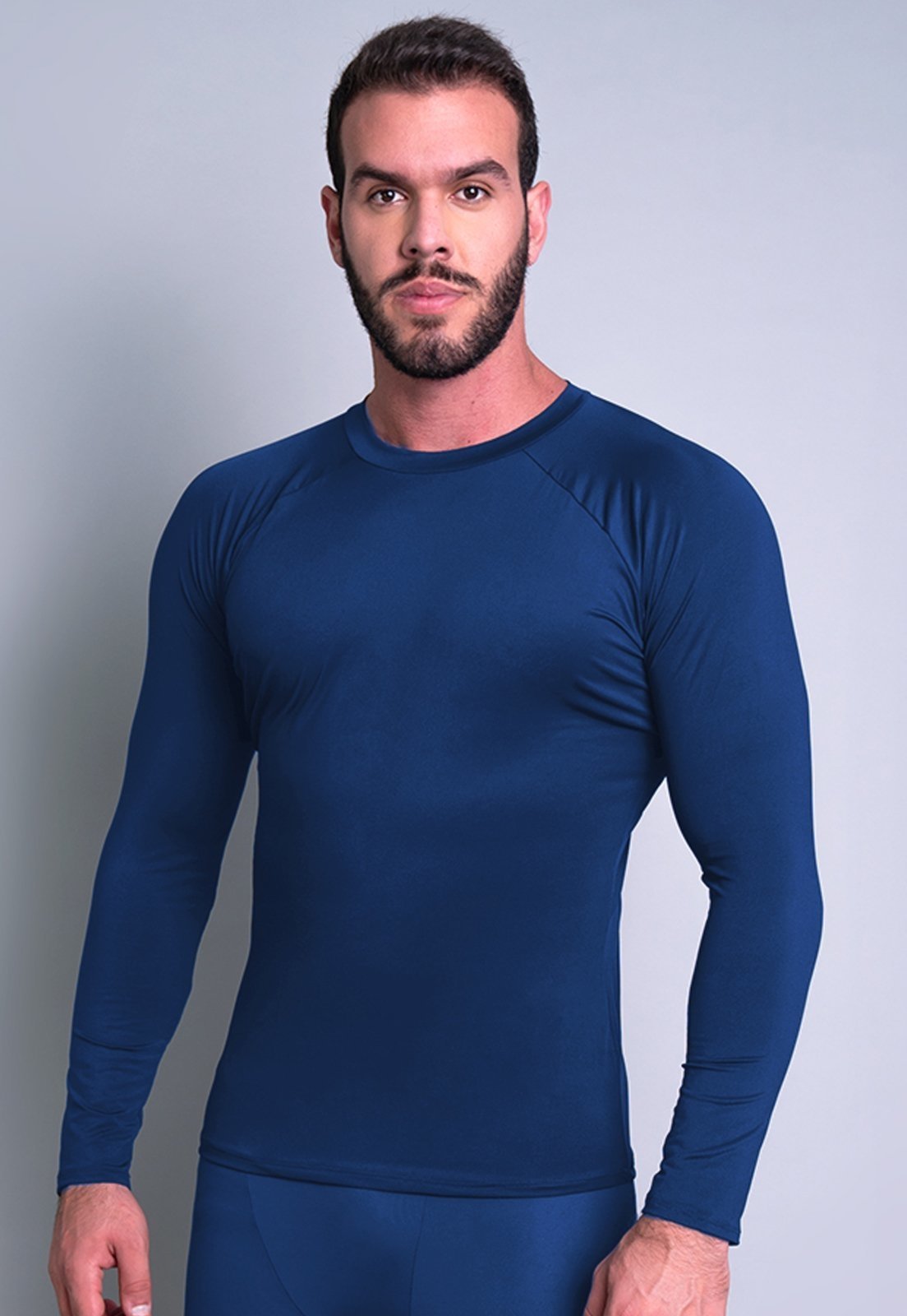 Camisa Térmica MVB Modas Masculina Segunda Pele Proteção Uv 50+ Azul