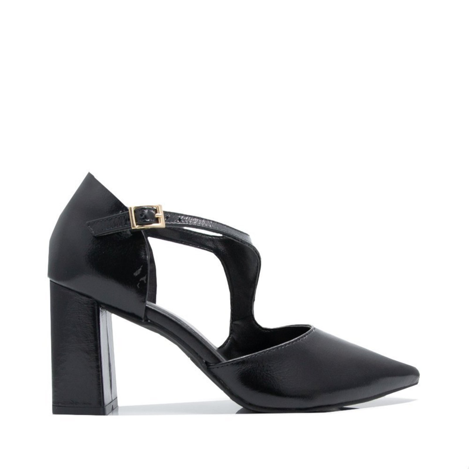 Sapato Unique Salto Bloco Bico Fino Unique Preto