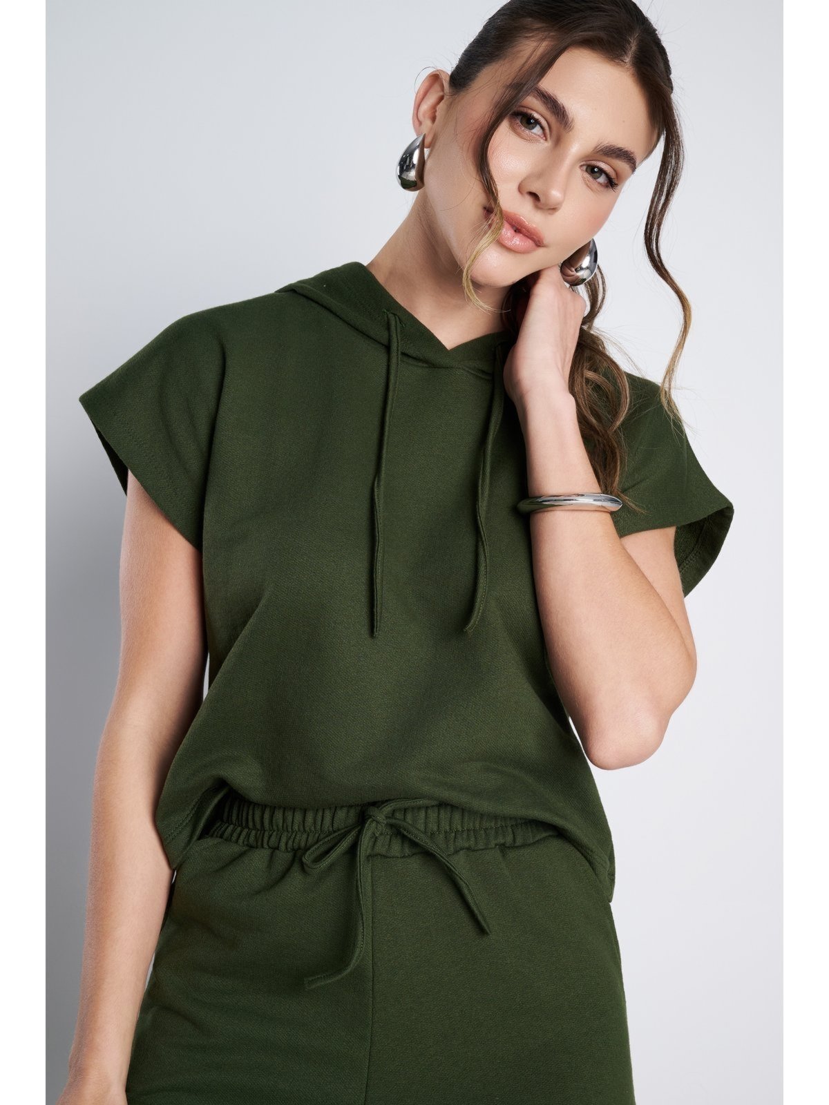 Blusa Cropped MeuJeans Essenza Moletinho Verde Militar
