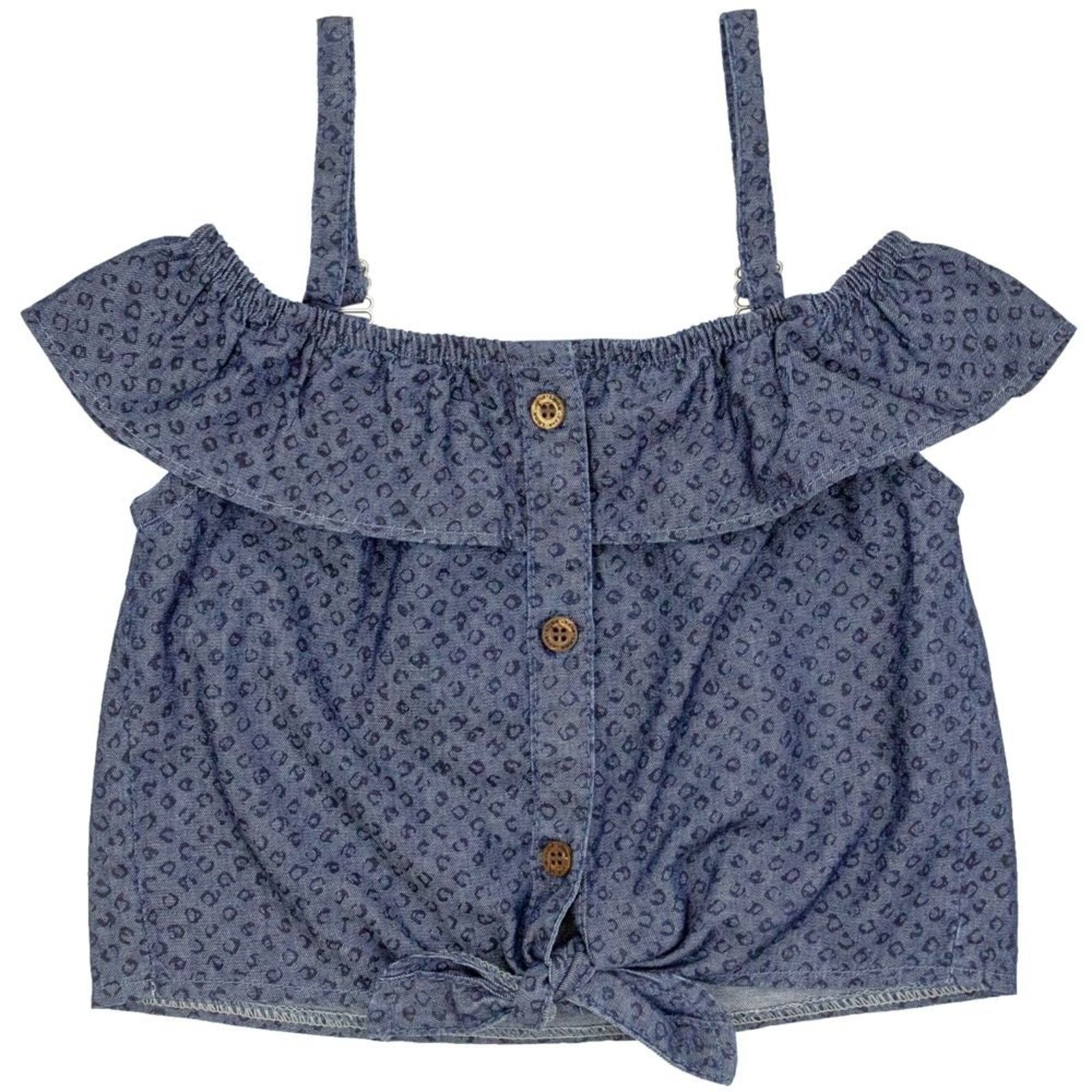 Infantil - Blusa Look Jeans Cropped Jeans
