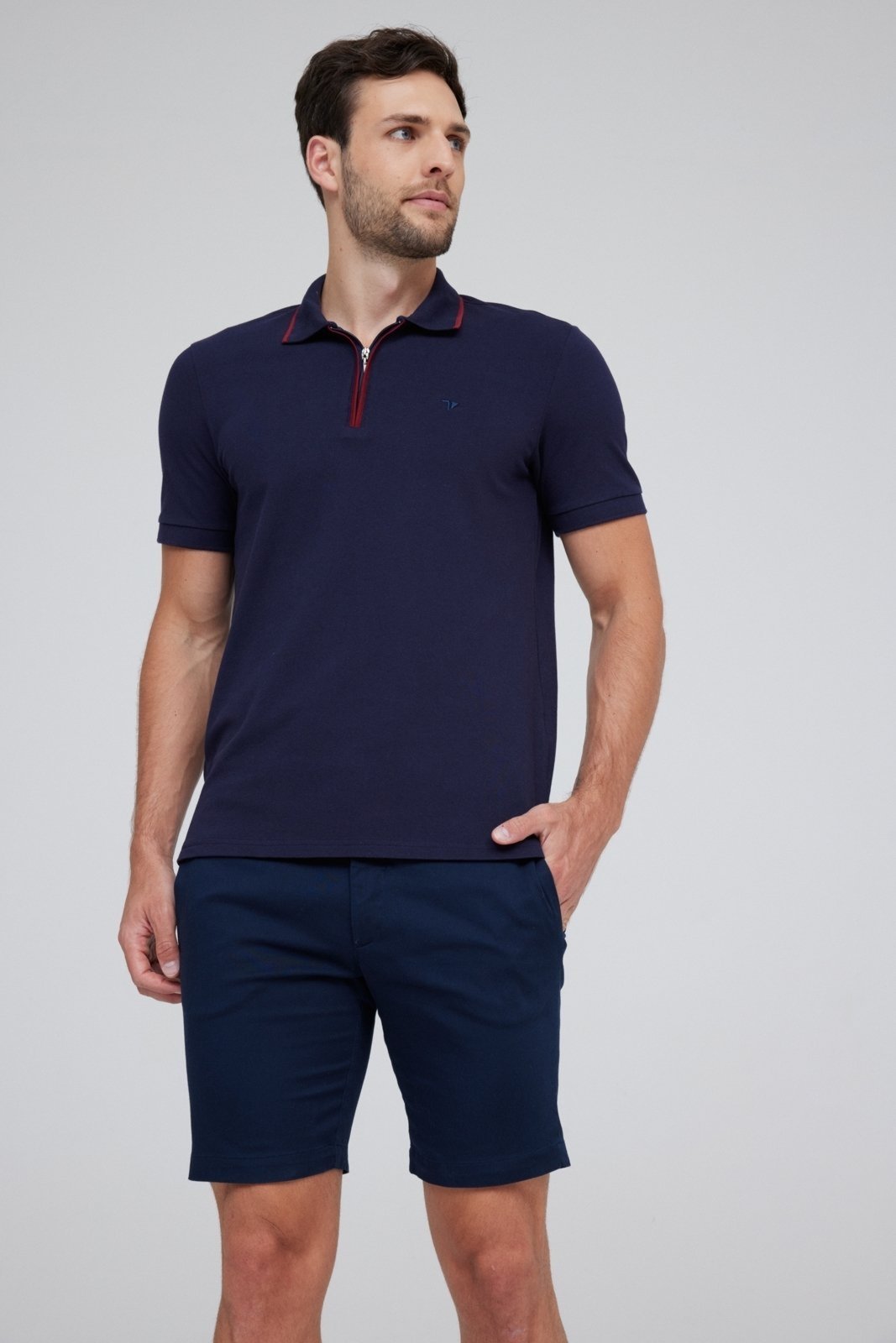 Short Sarja Traymon Slim Alfaiataria Marinho