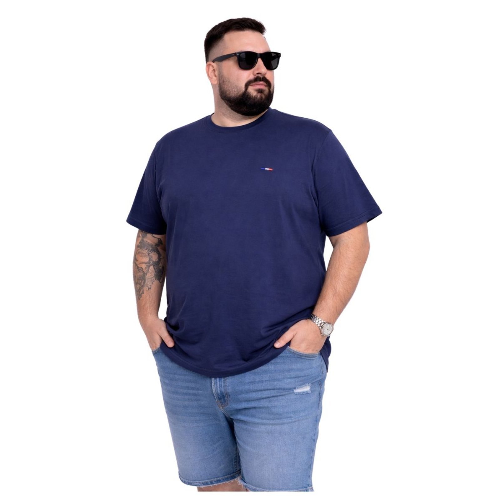 Camiseta Plus Size Masculina Industrie Premium Básica Casual Marinho
