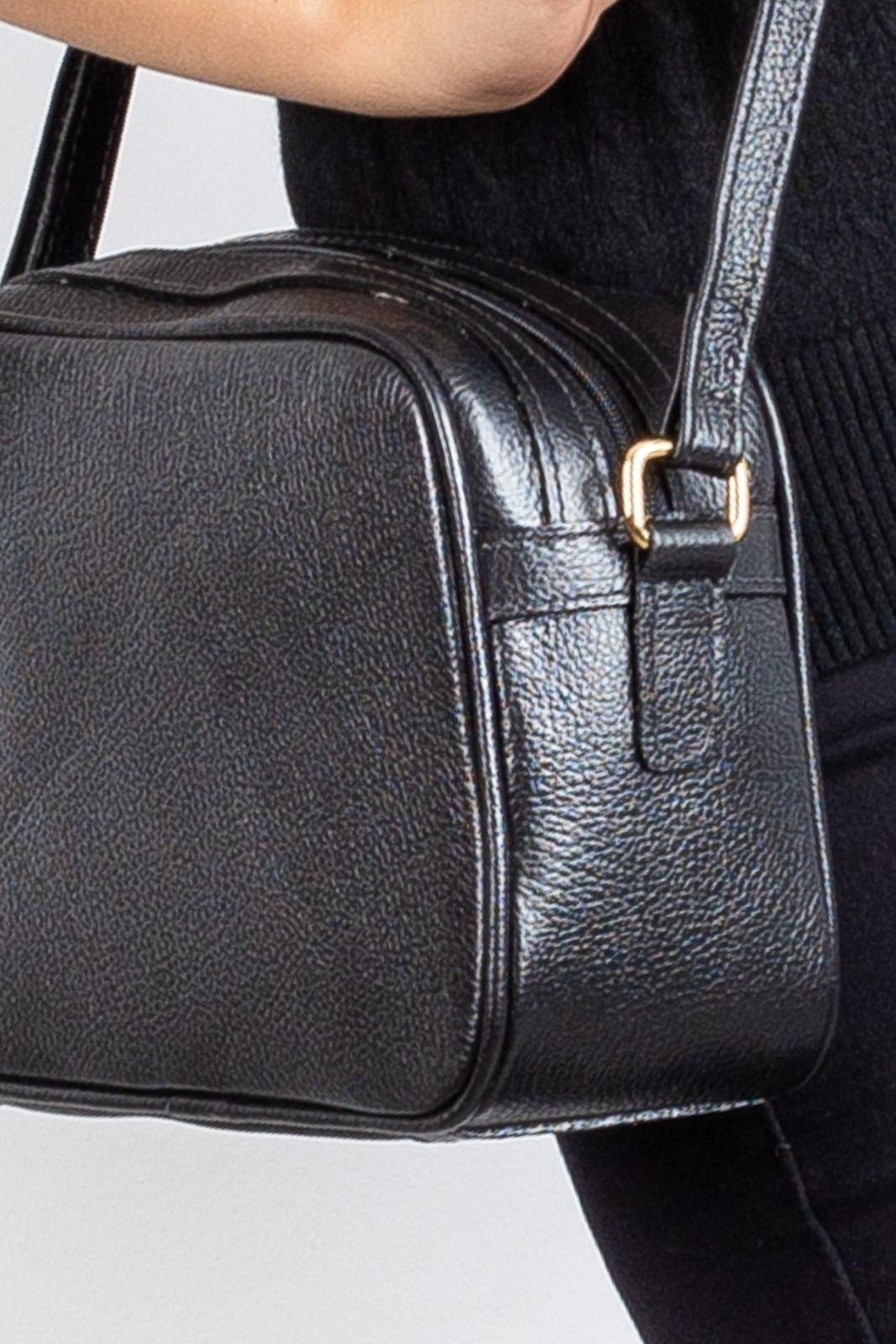 Vista 3 Bolsa quadrada pequena de couro liso Diana Andrea Vinci preto Andrea Vinci preto