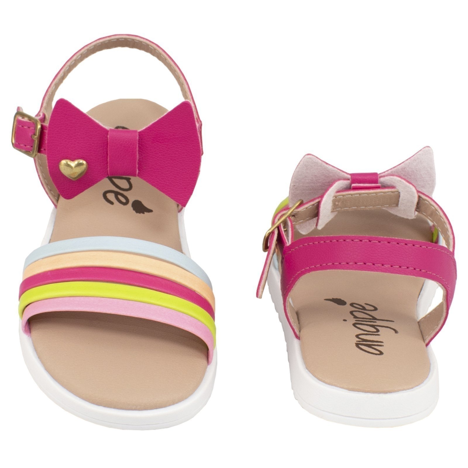 Vista 3 Infantil - Sandália Feminina Rasteira Menina Angipé rosa Angipé rosa