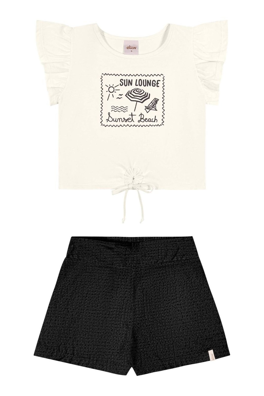Infantil – Conjunto Menina Com Detalhe Amarração Elian Bege