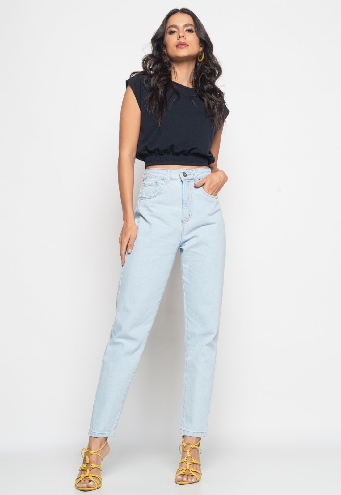 Calça Mom Jeans Claro Salvatore Fashion