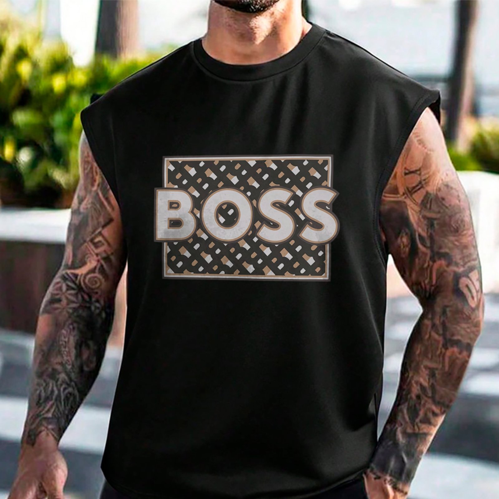 Camiseta Regata Machão Boss Fashion Urbana Estampa Casual Preto
