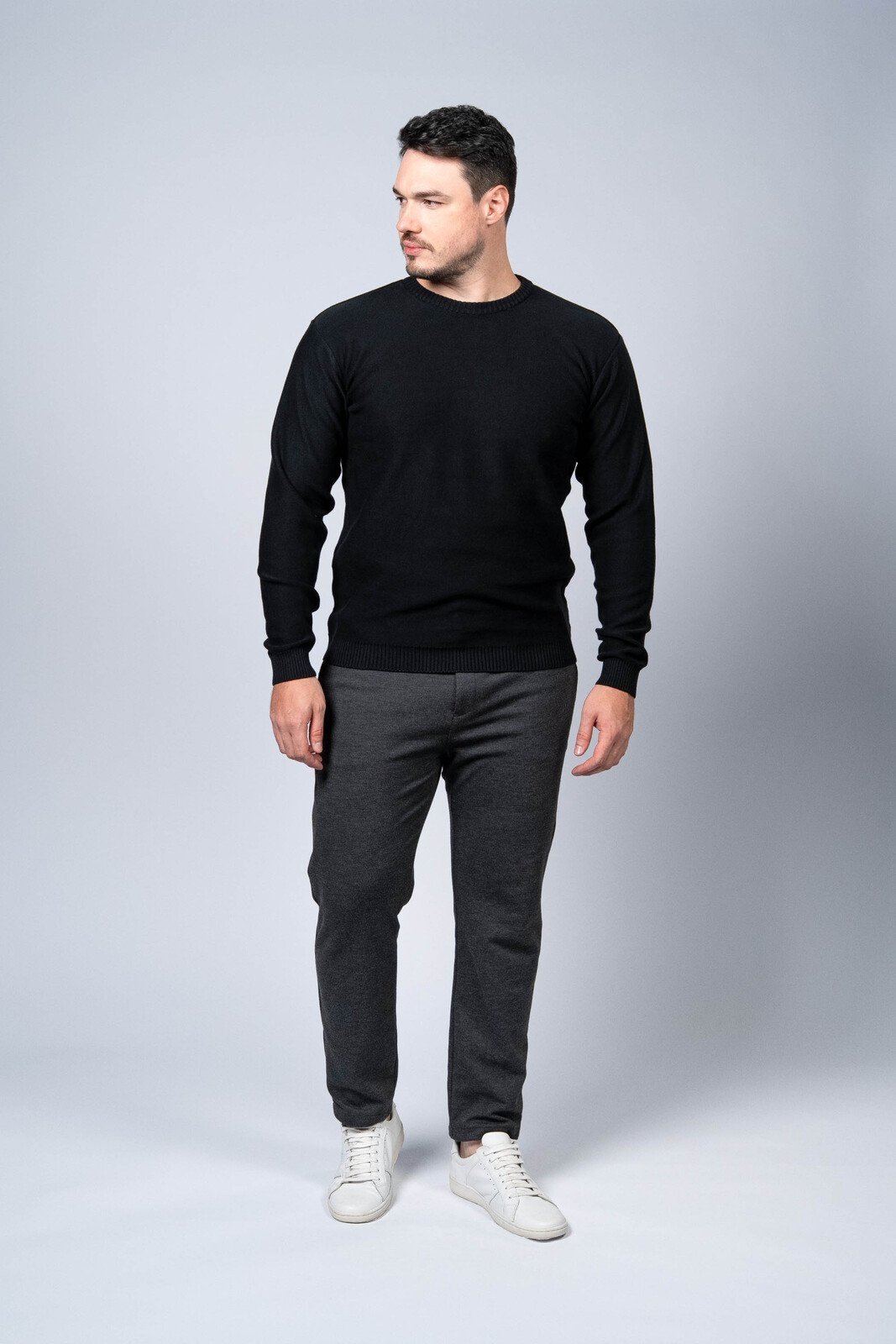 Blusão Tricô Algodão Liso Preto