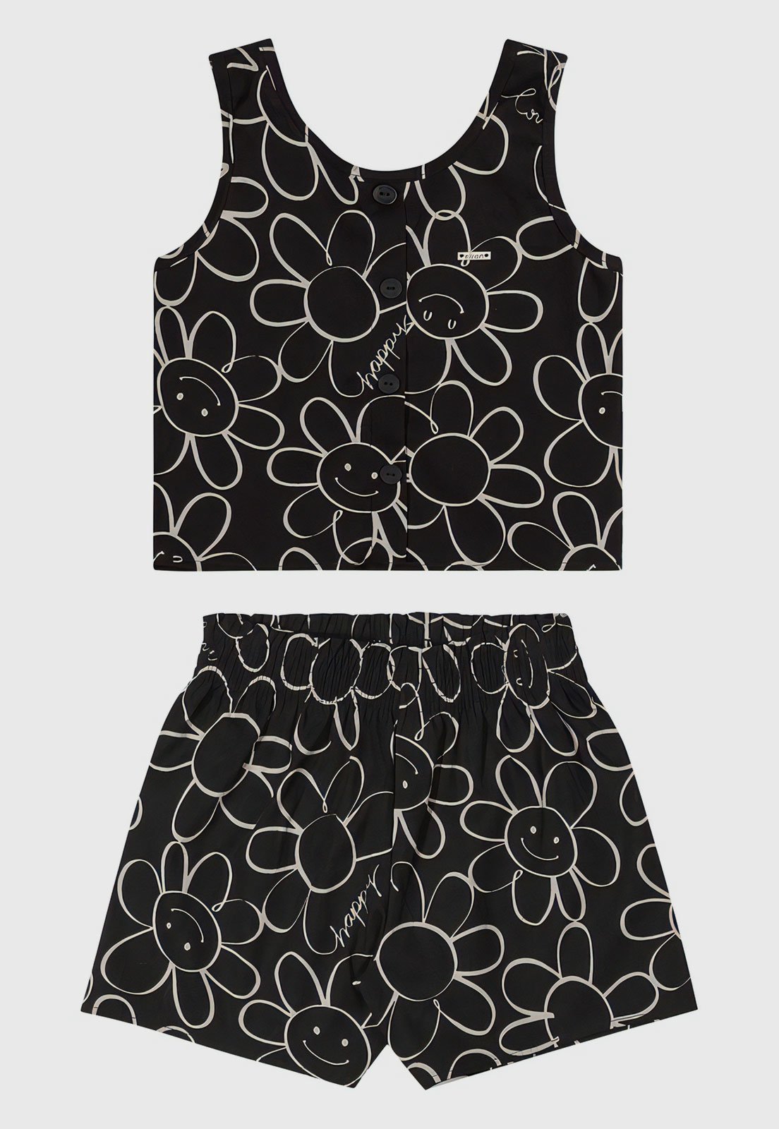Infantil – Conjunto 2pçs Manga Curta Elian Regata E Short Preto