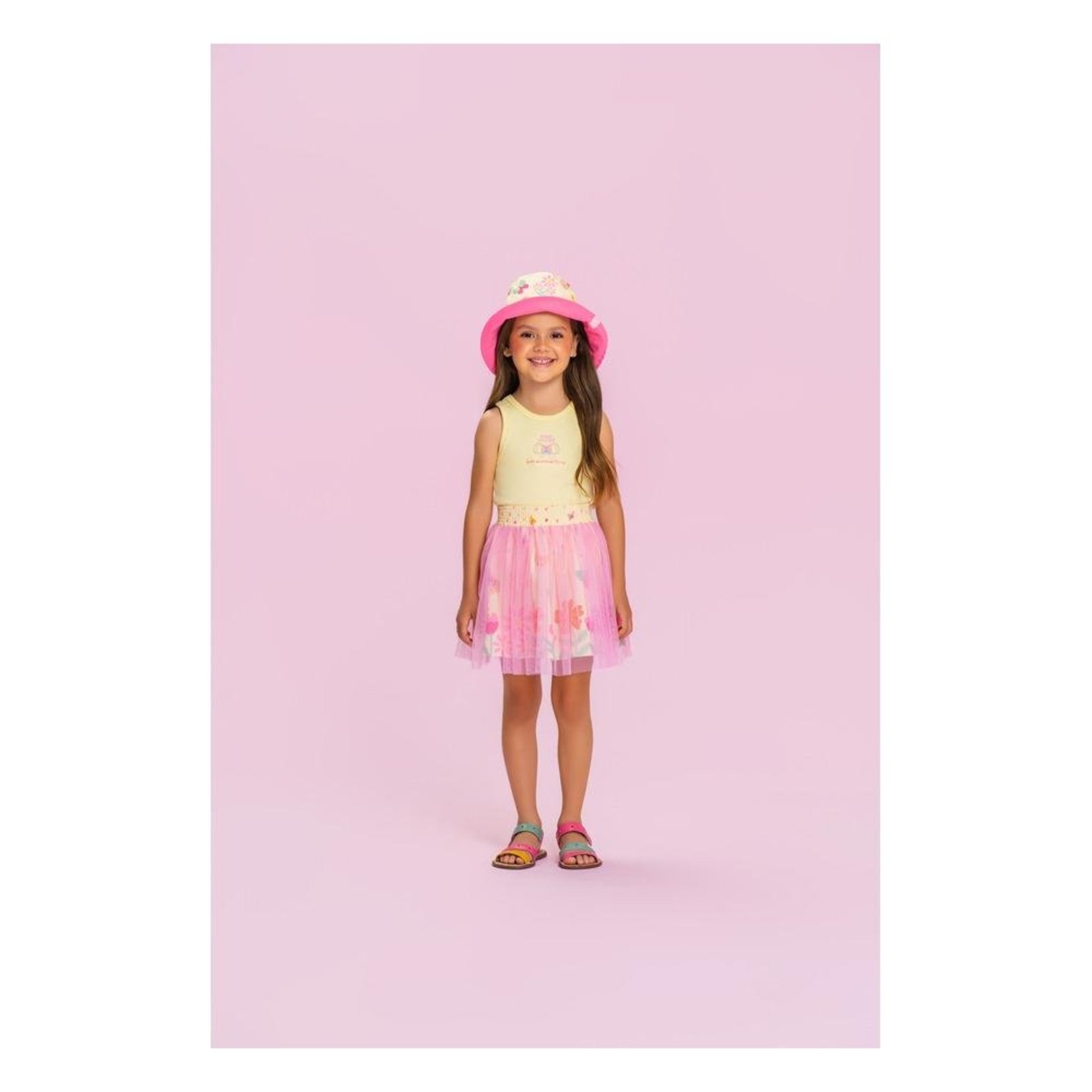 Infantil - Conjunto Mon Sucré Blusa e Saia de Tule Amarelo/Rosa 1 Amarelo