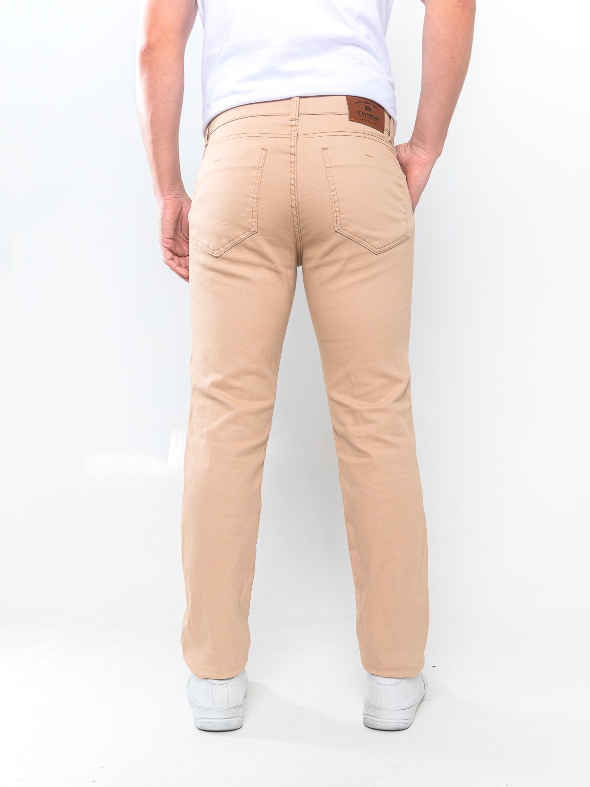 Vista 3 Calça Sarja Masculina Kovali Casual Premium Com Elastano Confortável Bolso-Faca KOVALI FASHION STORE bege KOVALI FASHION STORE bege