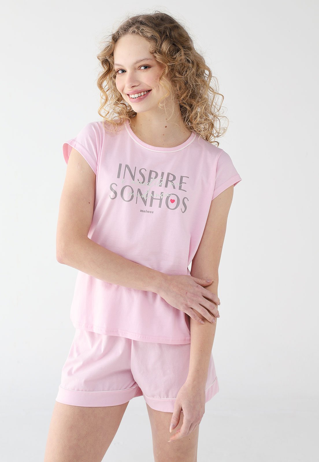 Conjunto de Pijama Malwee Curto Vies Rosa