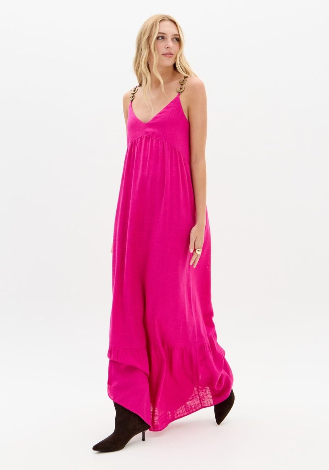 Vestido Longo De Alça Com Linho My Favorite Things