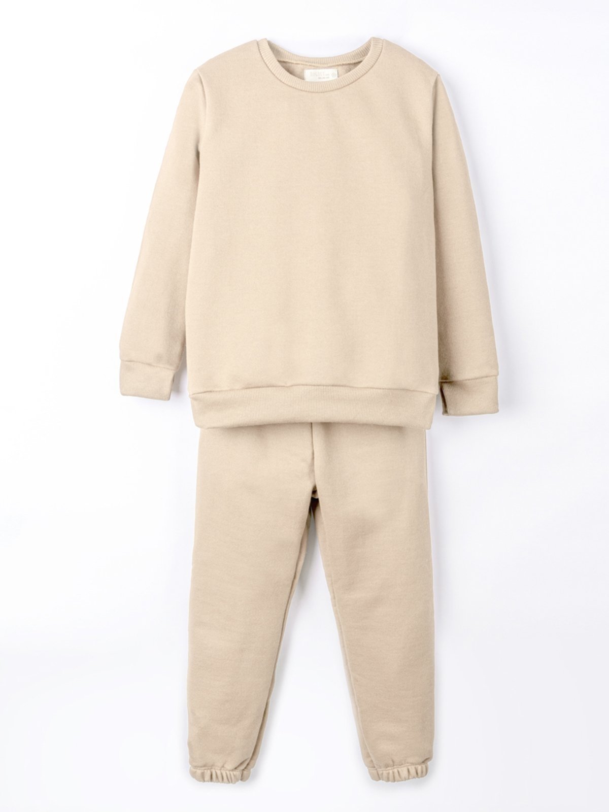 Vista 3 Infantil - Conjunto Bugbee Blusa Manga Longa e Calça Moletom Gola Redonda Liso Sem Estampa Menino Areia Baunilha bege Bugbee bege