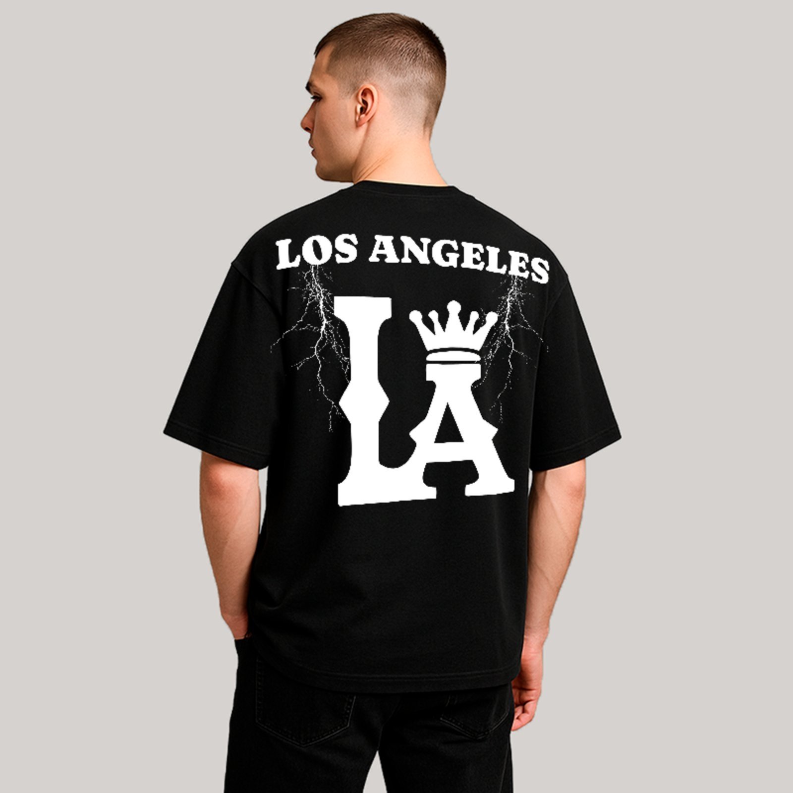 Camiseta Oversized Premium LA Crown Urban Style Unissex Preto