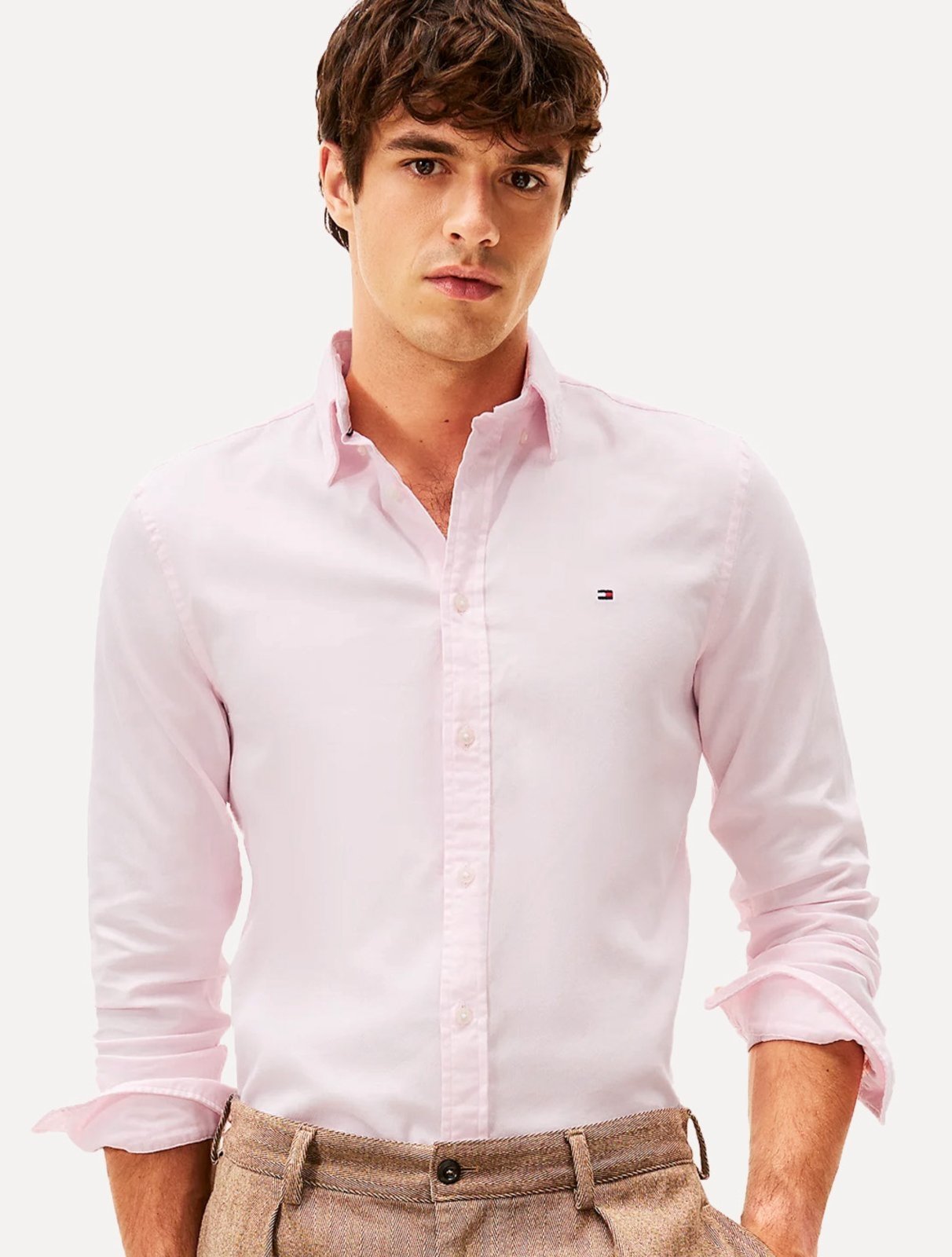 Vista 2 Camisa Tommy Hilfiger Masculina Slim THFlex Poplin azul marinho Tommy Hilfiger azul marinho